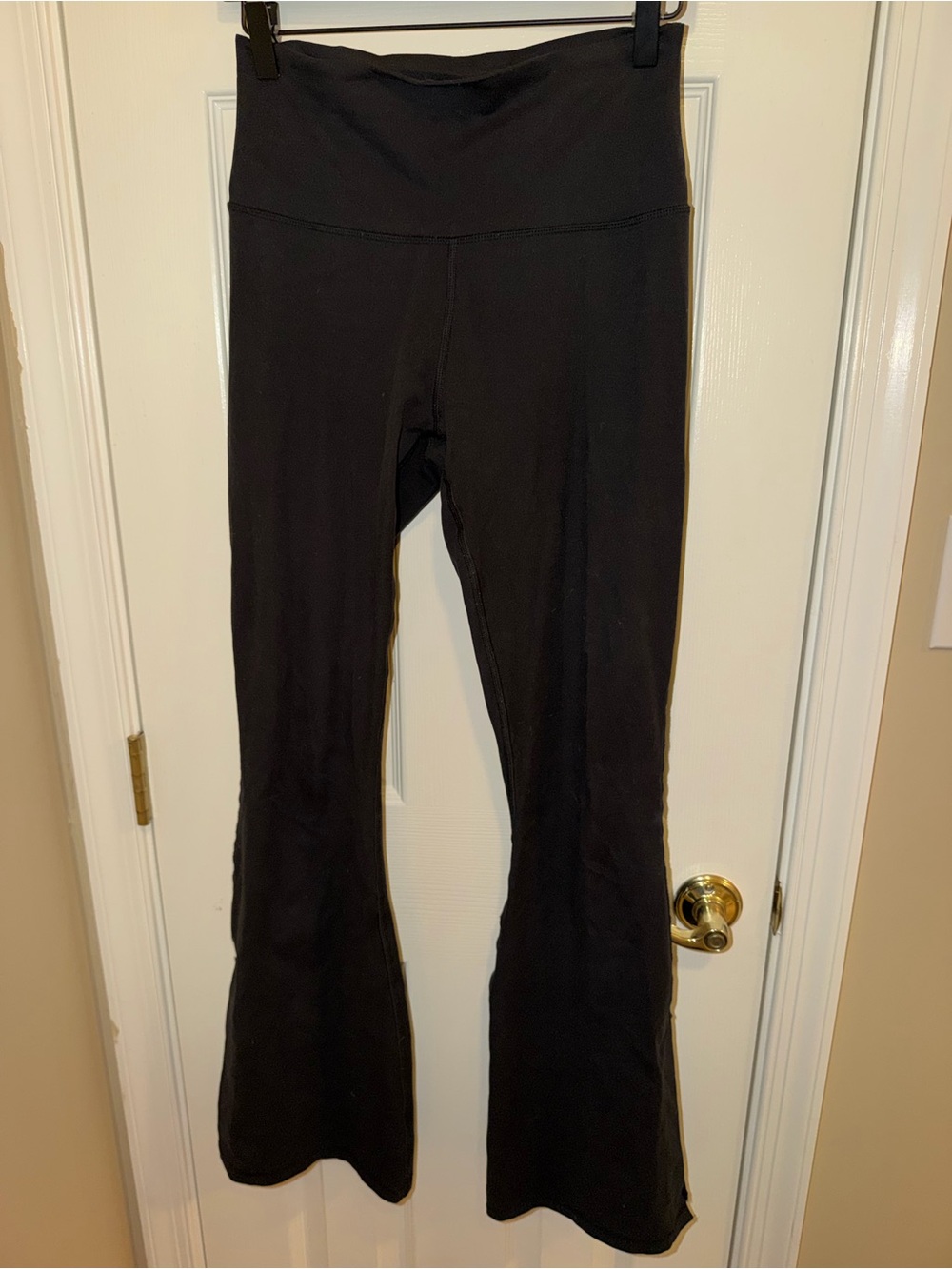 Women's High-Waist Black Flared Yoga Pants with slit